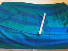 Pair Vintage 1970s Curtains Green/  Blue Striped L:54” W 44” Prova VW Camper 