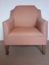 EDWARDIAN/ART DECO STYLE ARTISANAL CHAIR ARMCHAIR LUXURY TERRACOTTA LINEN FABRIC