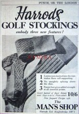 'HARRODS' Golf Stockings Socks Clothing Advert : Small 1934 Print
