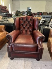 Tetrad Oskar Chesterfield Oxblood Real Leather Wingback Chair