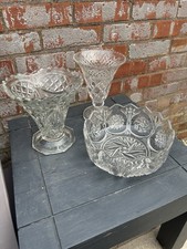 Vintage Cut Glass Trio Bowls Set | Wedding Sweet Table or Fruit Display Decor