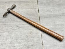 VINTAGE BLACKSMITHS CROSS PEEN HAMMER METALWORKING TOOL WITH WOODEN HANDLE