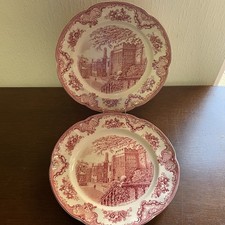 Vintage Johnson Brothers Pink & White Pair Of  Large Plate Platter 12" Diameter