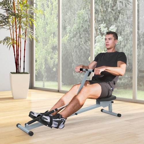 Grey hydraulic rowing machine - rowing,