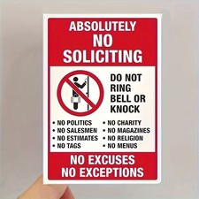 No Cold Caller Sales Persons / Canvassers DOOR  Sticker SOLICITING (Office D) *