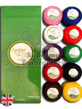 10 ANCHOR Pearl Cotton Crochet Balls Size No.8 Embroidery Thread UK Free P&P
