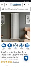 Vertical Single Panel Designer Radiator 1800 x 600mm White