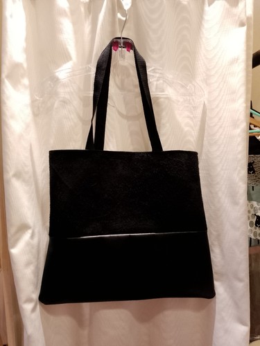 Leather suede hand bag with - leather/suede,