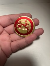 Vntg POG 1990s Shark Foil Shiny Gold Red Cap Milk Bottle Top HTF Toy Game RARE