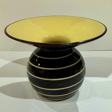 Babbacombe small Black & Yellow swirl pattern vase in perfect condition, RARE! 