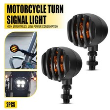 2x Motorcycle Turn Signals Bullet Blinker Indicator Light Amber Lamps Black 12V