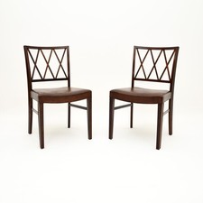 Pair of Vintage Danish Rosewood and Leather Chairs by Ole Wanscher
