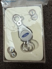 Set of 4 Ford Metal Wheel Dust Cap Valve Covers  & Keyring