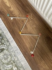 ORIGINAL 1960s COAT RACK WALL Hooks MOUNTED VINTAGE Atomic METAL WOOD SPUTNIK