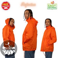 Hooded Waterproof Jacket Unisex Plain Rain Mac Lightweight Nylon Jacket Raincoat