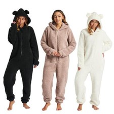 Fleece Teddy Bear 1Onesie Womens All In One Warm Snuggle Jumpsuit Size 8-22