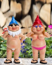 2pcs Nude Statuary Garden Gnomes Naughty Naked Funny Gift Statue Decor Nudist