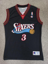 Champion Philadelphia 76ers Sixers NBA Jersey Men's Small Allen Iverson #3 Black