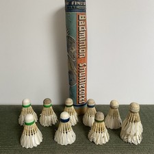Vintage Tube Of 10 Feather Badminton Shuttlecocks Swan Logo 