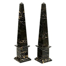 Pair Of Black Portoro Marble
