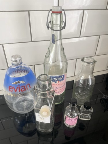 Glass bottles evian - glass,