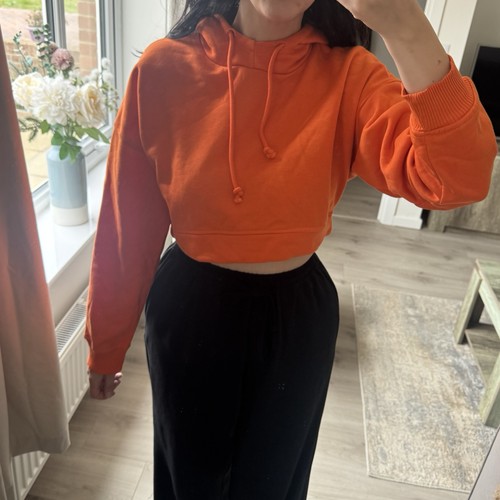 Zara orange cropped hoodie - zara,