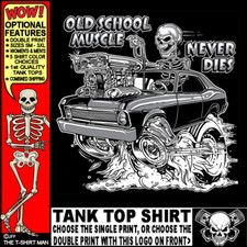 1968-1974 Hot Rod Muscle Car Outlaw Gasser Drag Race Cartoony Skeleton Tank Top