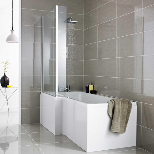 White gloss shower bath - shower, panel