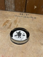 Vintage Glass Paperweight Original Silhouette Of Victorian Four Seasons