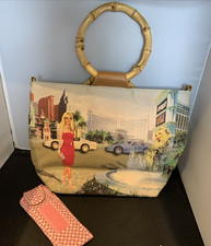 Ladies unusual Sequened bag with Bamboo Handles