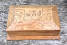 Vintage Wooden Playing Cards Cigarette Box JRJ Initials To The Top