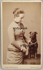 CDV LADY PINSCHER MANCHESTER TERRIER DOG COLLAR BELL NORWOOD ANTIQUE PHOTO