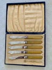 Five Butter Knives, EPNS, In Case.