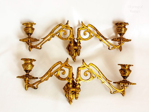 Gilded piano candlesticks pair - candlesticks,