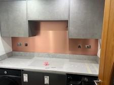 Kitchen Bathroom Splashback Brushed Copper Aluminium Backed - 450mmx170mmx3mm