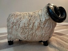 Sheep Figurine Castle Wynd Scotland Pottery Black Faced Ram Spaghetti Clay