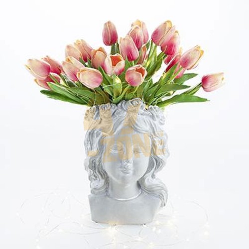 Cement vase tulip gray pink - vase,