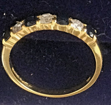 Pretty Diamond and Sapphire half eternity Ring. 18ct yellow gold, size L