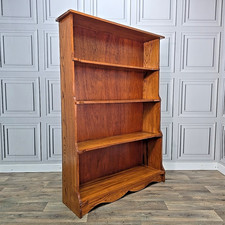 Vintage Solid Light Oak Bookcase Wooden Waterfall Shelves Tall Shelving Unit