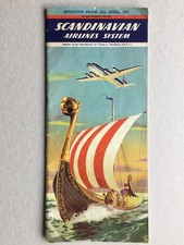 Scandinavian Airlines System 1951 aviation timetable & information UK booklet 
