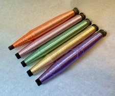 5 Vintage Silk Wooden Bobbins Thread Spools Industrial Textile Mills