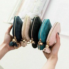 Women Leather Small Mini Wallet Card Key Holder Zip Coin Purse Clutch Bag Ladies