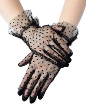 Black Lace Gloves, Gothic Style, Vintage Wrist Gloves for Burlesque, Party Wear