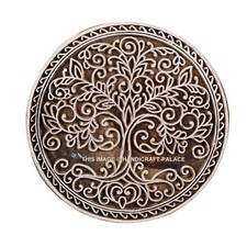 Wooden Wood Stamps Carved Indian Tree Life Stamp Brown Textile Hand Block Print