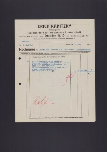 Dresden invoice 1923 erich - 1923,,