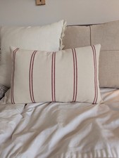 French country cushion cover farmhouse red striped linen grain sack rustic decor