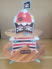 Sainsburys 2 Tier Pirate Cupcake/ Sponge Cakes Party Stand.  Used Very Good
