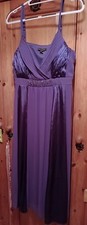 David Emanuel Long Lined Purple Satin Look Embellished Dress Size 18