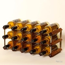 Cranville wine rack storage 15 bottle Golden Oak stain wood/ metal assembled