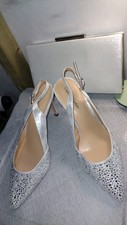 ROLAND CARTIER BRAND NEW SILVER CRYSTAL JEWEL SHIMMER SHOES & MATCHING BAG UK 6